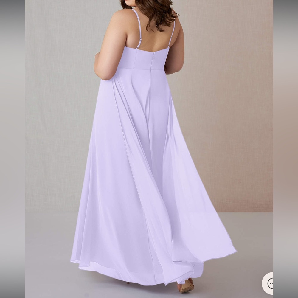 NWT Azazie Bridesmaid prom gown dress style emerald color lilac chiffon - Picture 5 of 7